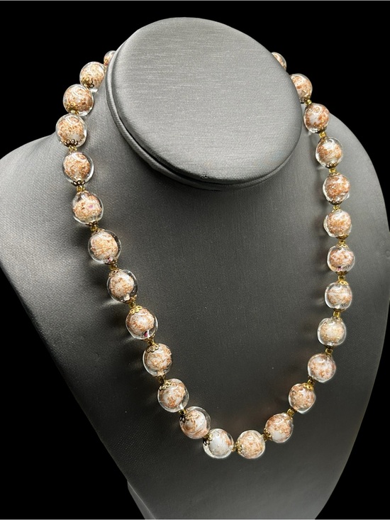 Vintage Jewelry - Vintage Venetian Glass Sommerso Bead Necklace